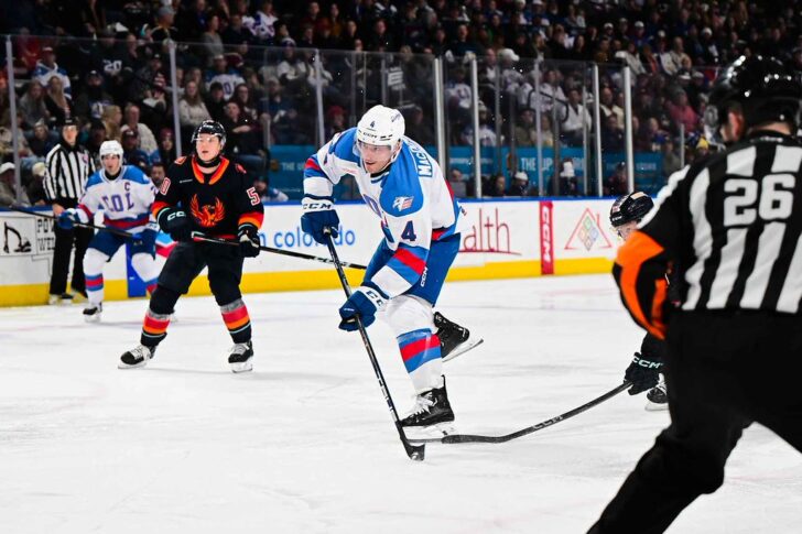 Jacob MacDonald scoring a power play goal.
